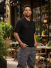 Men's Black Slim Fit Textured Flat Knit Shirt