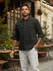 Men's Black Regular Fit Solid Vintage Shirt