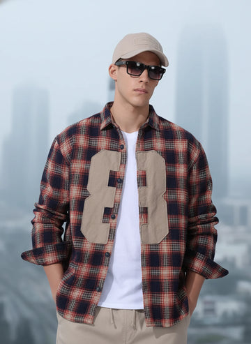 Men's Navy Blue Relaxed Fit Checked Resort Wear Shirt