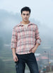 Men's Orange Regular Fit Checked Casual Shirt