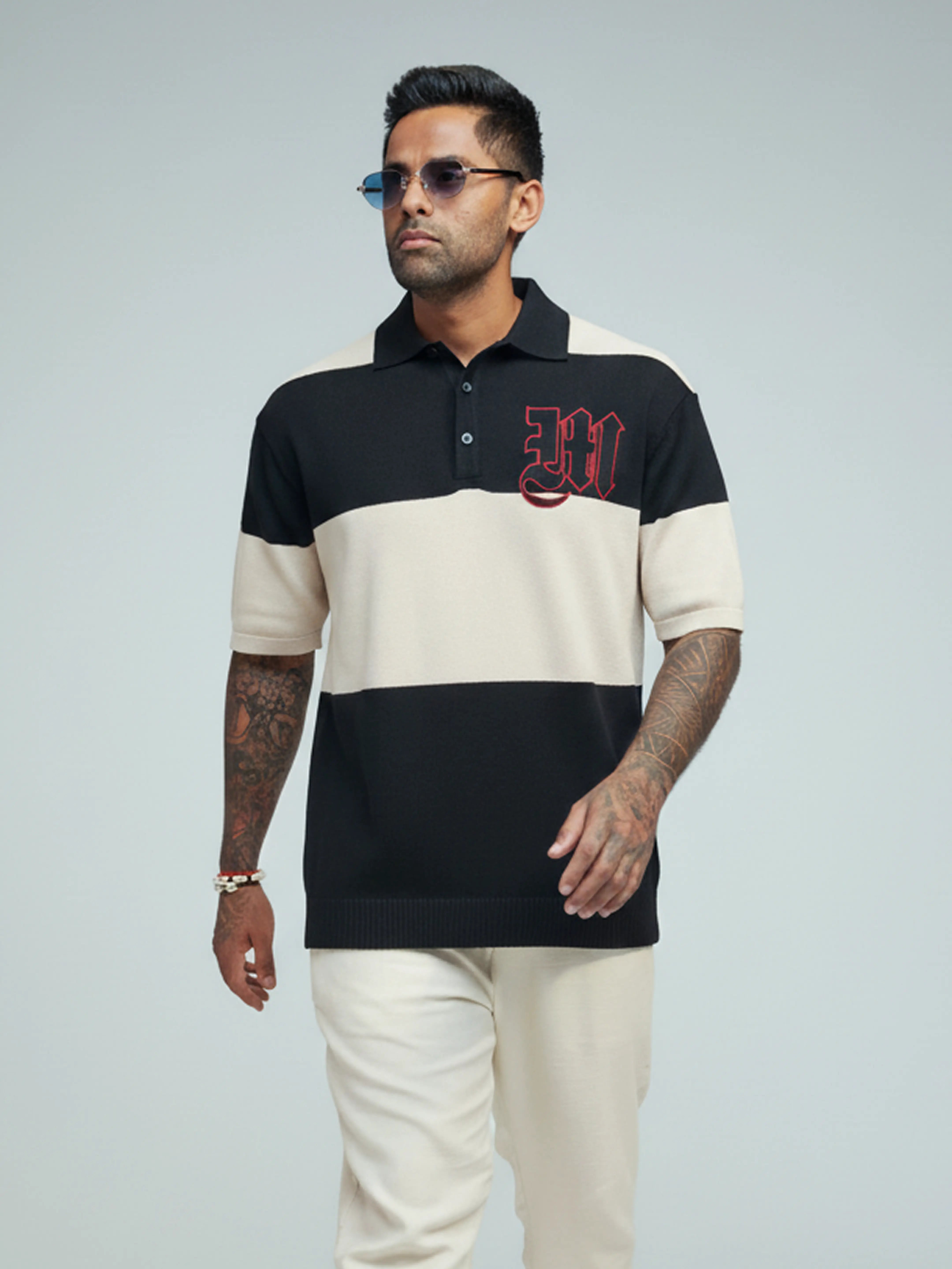 Men's Cream Oversized Fit Textured Flat Knit T-Shirt