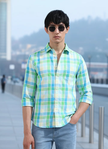 Men's Green Slim Fit Casual Shirt