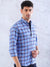 Men's Polycotton Blue Checkered Slim Fit Long Sleeves Shirt