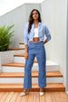 Women's Blue Relaxed Fit Solid Front Open Zipper Sweatshirt