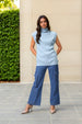 Women's Blue Loose Fit Solid Sweater