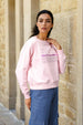 Women's Pink Relaxed Fit Foil Printed Crewneck Sweatshirt