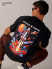 Men's Black Boxy Oversized Graphic Back Printed Round Neck T-shirt