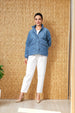Women's Blue Relaxed Solid Quilted Jacket