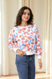 Women's White Relaxed Fit Floral Crewneck Sweatshirt