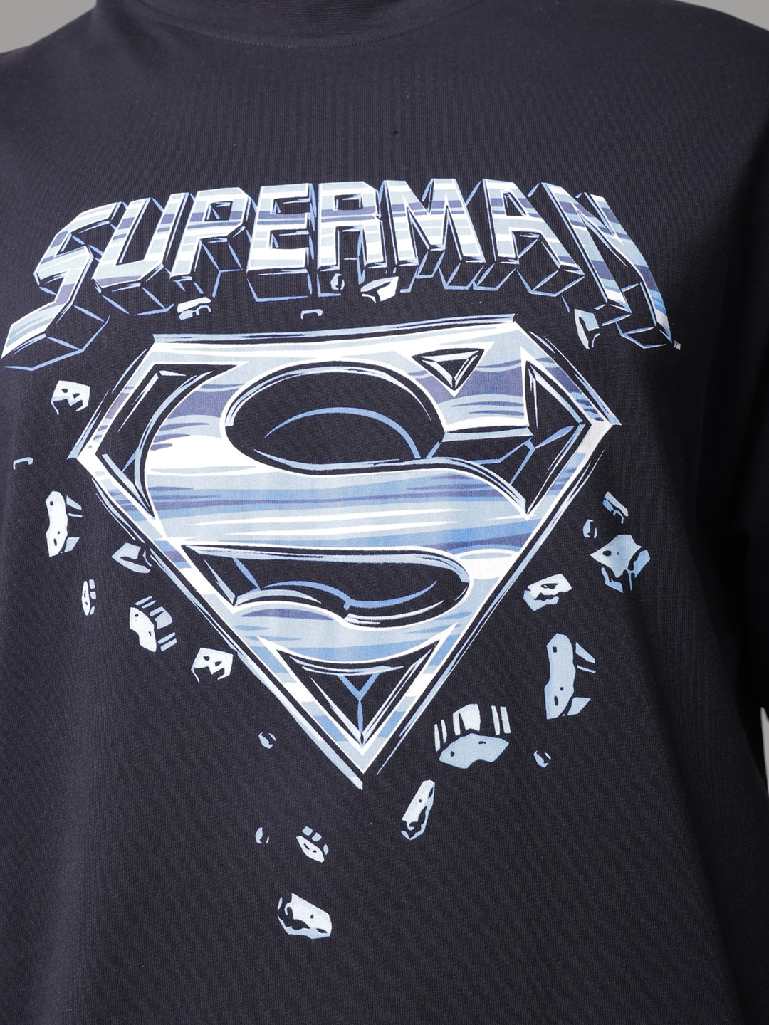 Men's Black Boxy Fit Character Print Crew Neck T-shirt