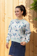 Women's Green Relaxed Fit Floral Crewneck Sweatshirt