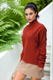 Women's Relaxed Fit Drop Shoulder High Neck Argyle Sweater