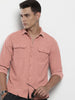 Men's Pink Regular Fit Solid Casual Shirt