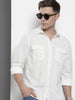 Men's White Regular Fit Solid Casual Shirt