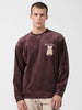 Men's Brown Oversized Fit Textured Casual Sweatshirt