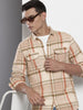 Men's Beige Slim Fit Checked Casual Shirt