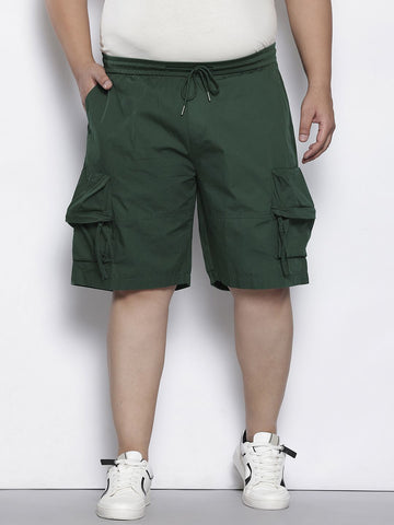 Men's Green Loose Fit Elevated Utility Shorts