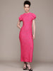 Women Regular Fit Pink Half Sleeves Dress