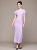Women Regular Fit Purple Half Sleeves Dress