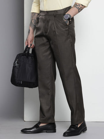 Men's Black Relaxed Fit Formal Trousers