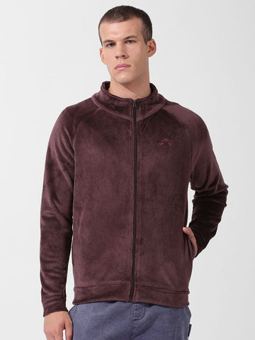 Men's Brown Regular Fit Textured Casual Sweatshirt
