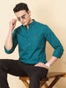 Men's Teal Regular Fit Solid Casual Shirt