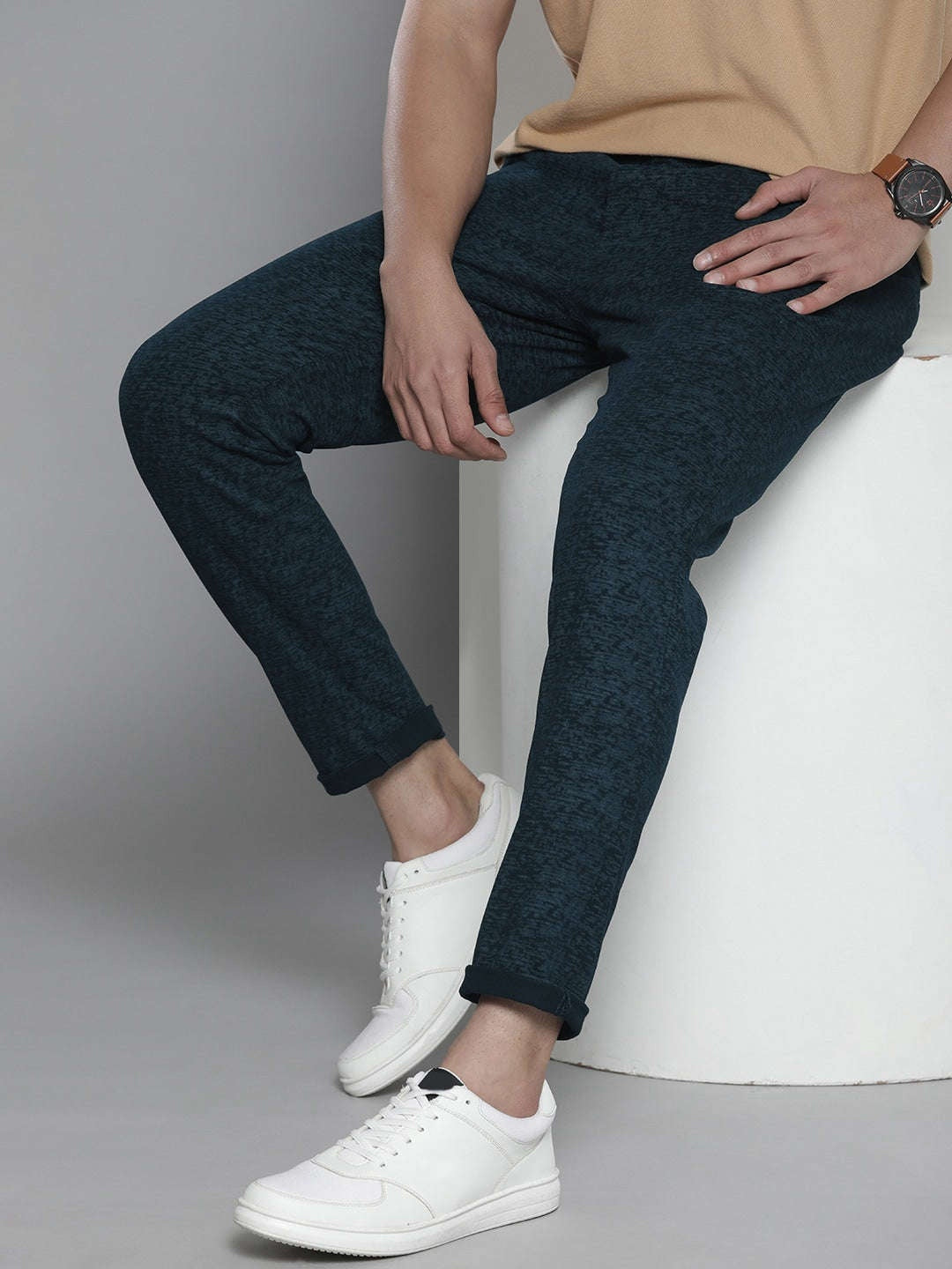 Men's Navy Self-Design Chinos