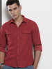 Men's Red Regular Fit Solid Casual Shirt