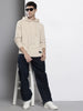 Men's White Regular Fit Textured Hooded T-Shirt