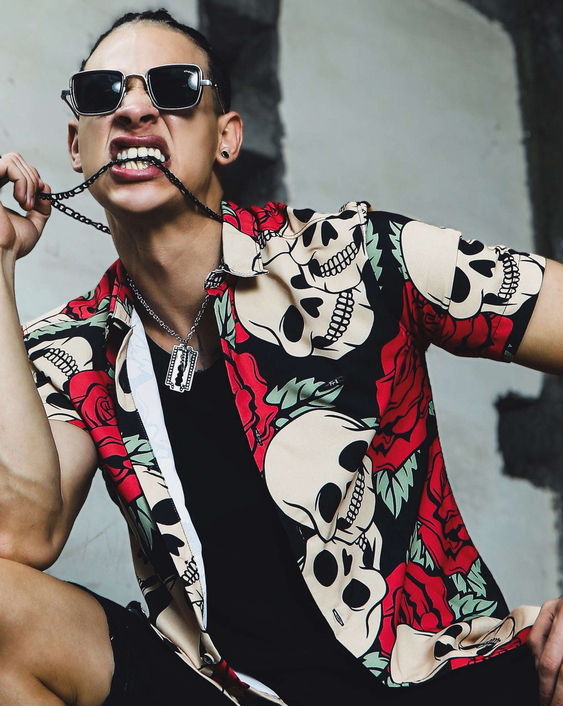 Men's Black Slim Fit Printed Casual Shirt