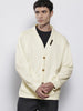 Men's White Oversized Fit Textured Casual Sweatshirt