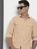 Men's Beige Regular Fit Solid Casual Shirt
