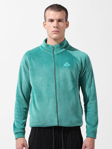 Men's Green Regular Fit Textured Casual Sweatshirt
