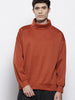 Men's Rust Relaxed Fit Textured Casual Sweatshirt