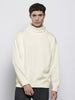 Men's Off White Relaxed Fit Textured Casual Sweatshirt