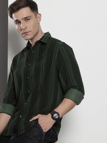 Men's Green Regular Fit Printed Casual Shirt