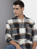 Men's Black Regular Fit Checked Casual Shirt