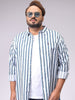 Men's White Regular Fit Striped Casual Shirt