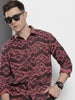 Men's Pink Relaxed Fit Textured Casual Shirt