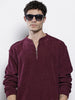Men's Maroon Relaxed Fit Textured Street Sweatshirt