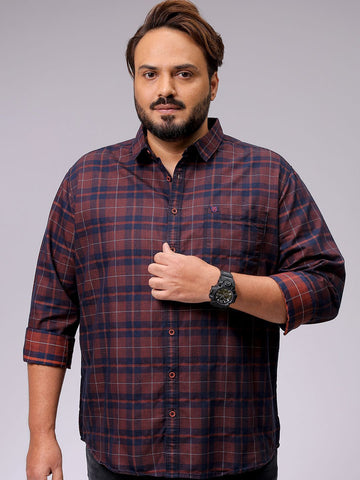 Men's Red Regular Fit Checked Casual Shirt