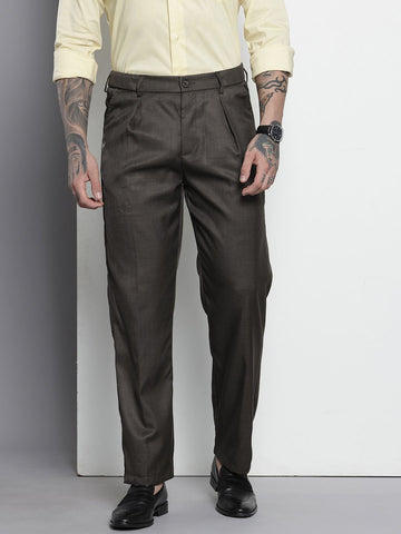 Men's Black Relaxed Fit Formal Trousers