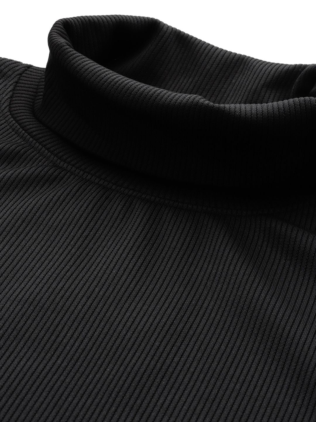 Men's Black Relaxed Fit Textured Casual Sweatshirt