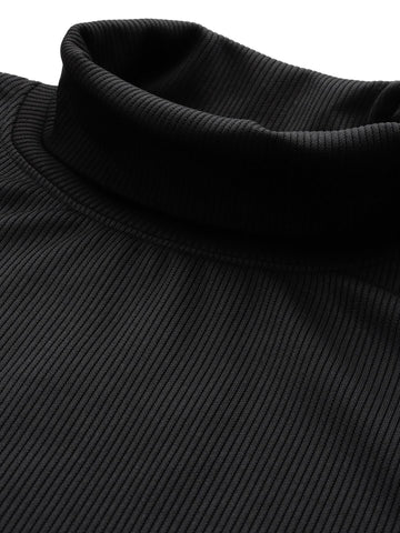 Men's Black Relaxed Fit Textured Casual Sweatshirt