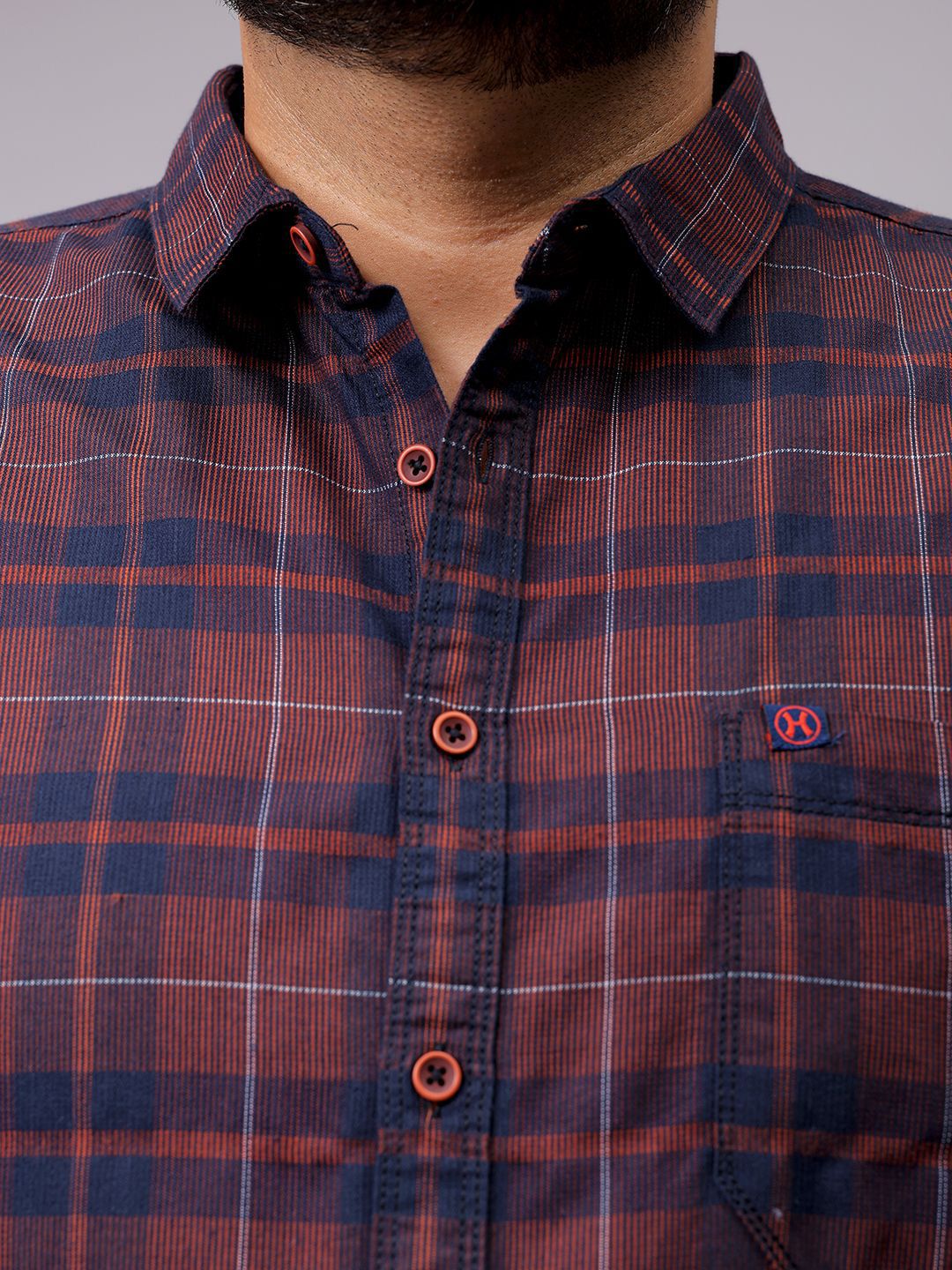 Men's Red Regular Fit Checked Casual Shirt
