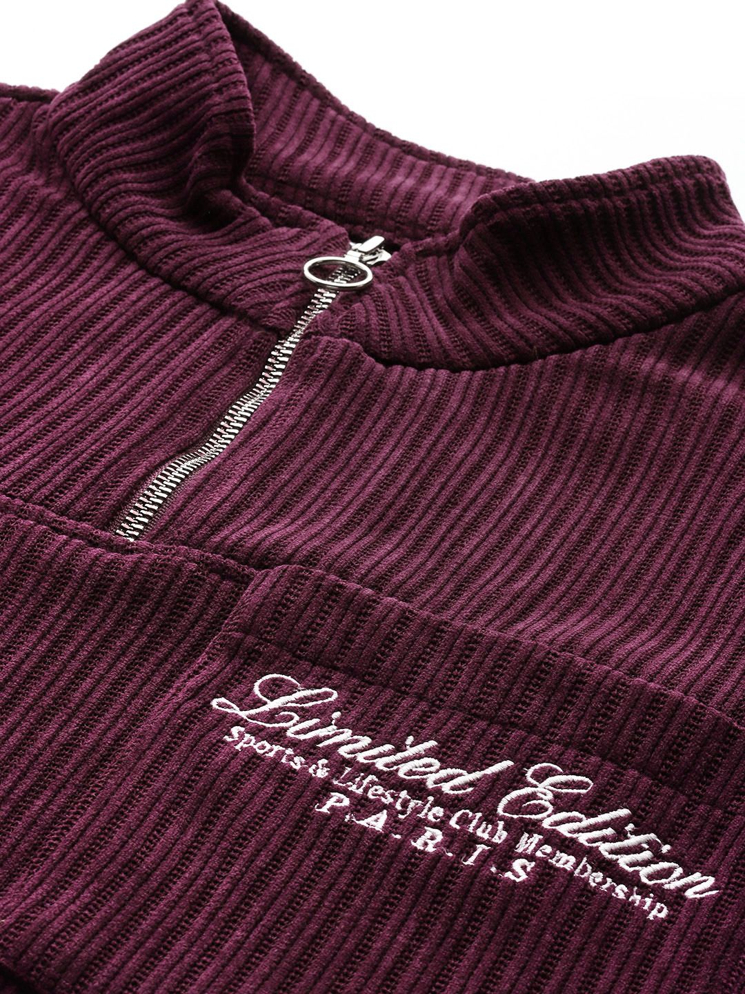 Men's Maroon Relaxed Fit Textured Street Sweatshirt