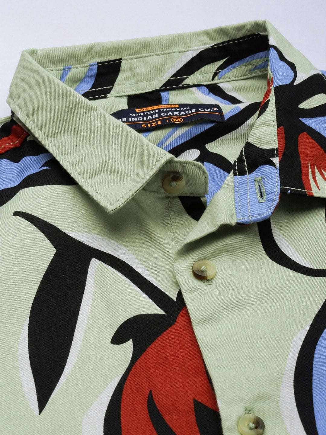 Men's Green Regular Fit Printed Resort Wear Shirt