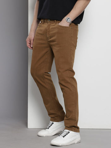 Men's Brown Slim Fit Casual Jeans