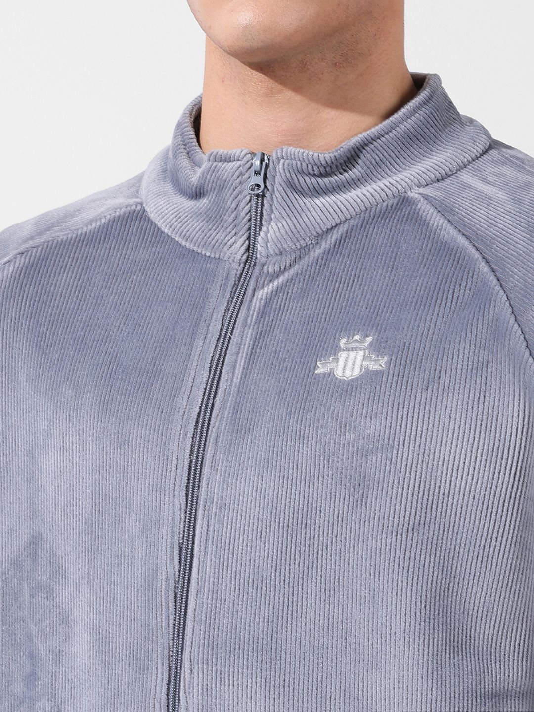 Men's Grey Regular Fit Textured Casual Sweatshirt