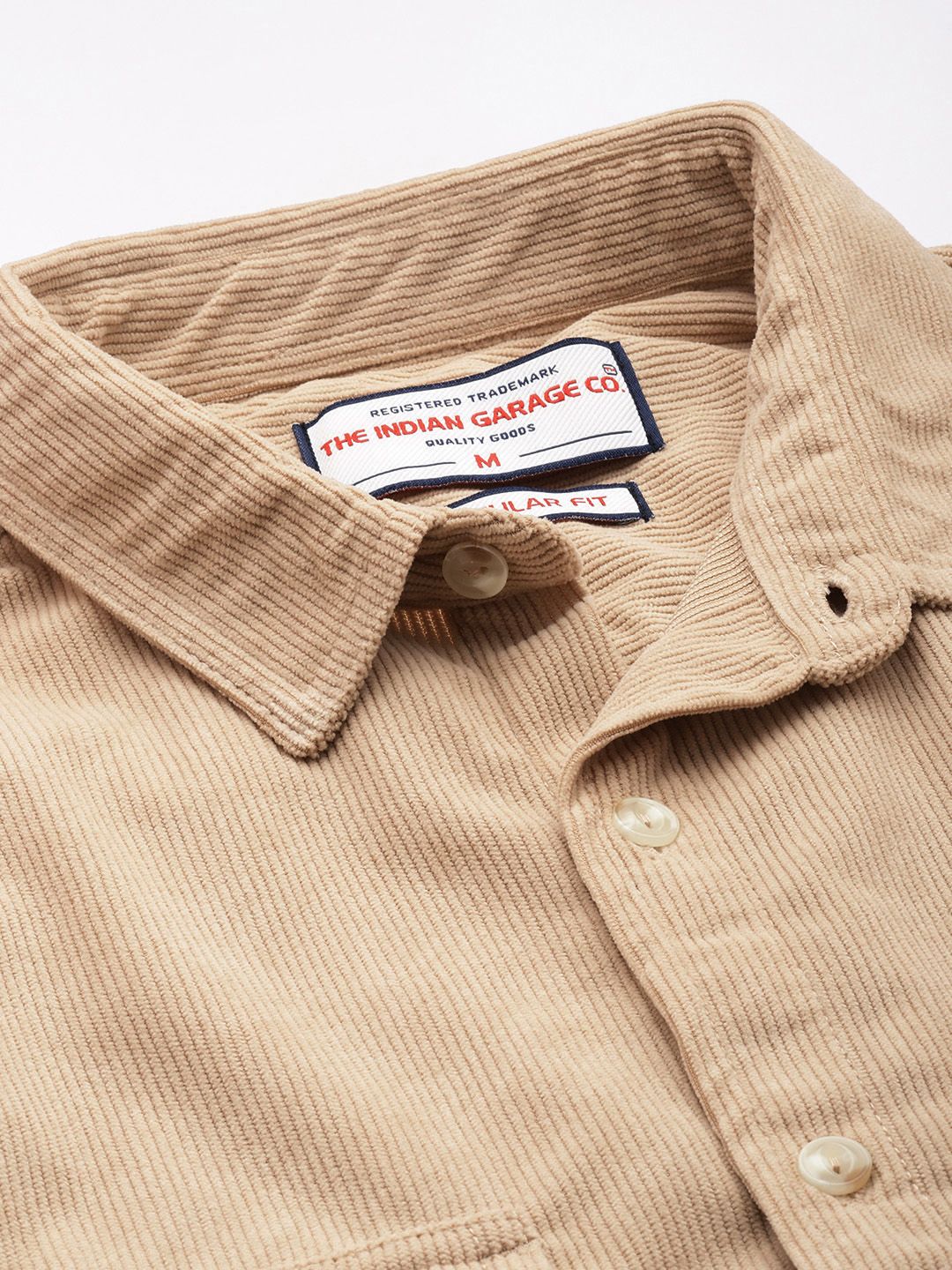 Men's Beige Regular Fit Solid Casual Shirt